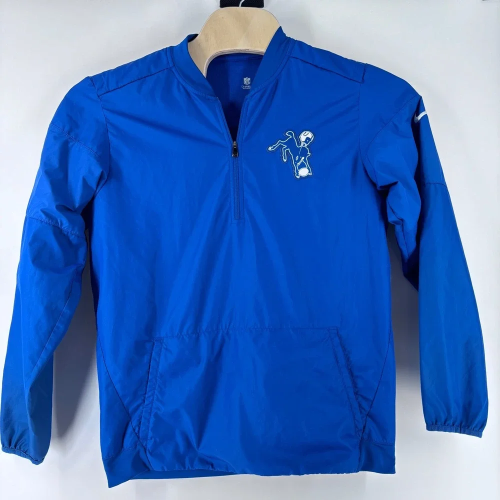 Nike Indianapolis Colts NFL Jacket Mens Medium Blue Quarter Zip Storm-Fit Logo